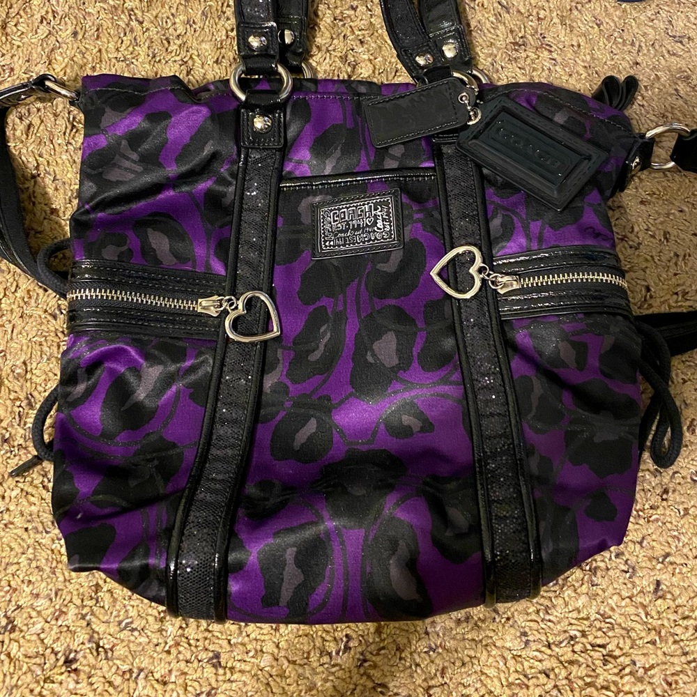 Coach Purple Leopard Purse with sparkle